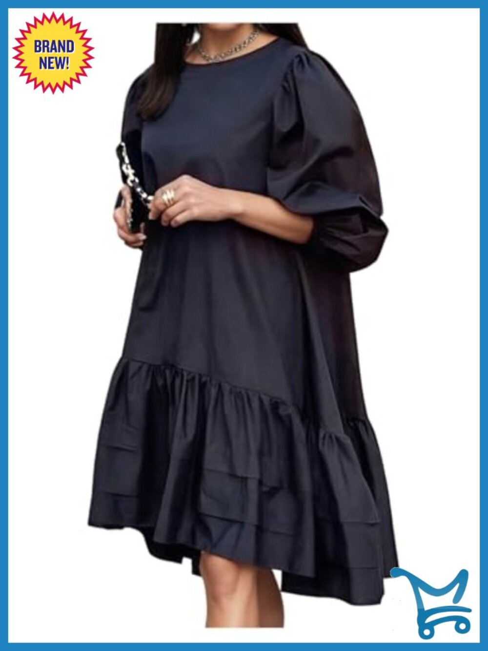 Women's Funeral Dress Puff Sleeve Peplum Formal Short Dress